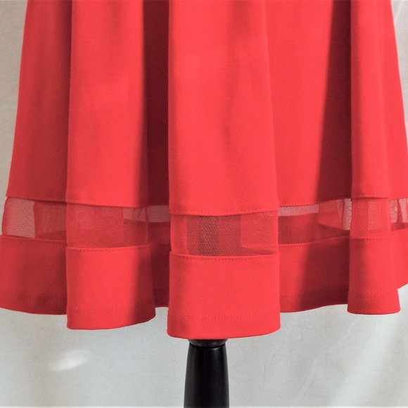 Lulu’s Sheer Factor Red Mesh Skater Dress Fit & Flare Half Sleeve Size Medium - Picture 5 of 9